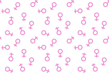 Pink female symbol on white isolated background  Pink "Women" symbol pattern. International women's day background. Minimalistic design for concept Woman sign icon seamless pattern © Іванна Поліщук