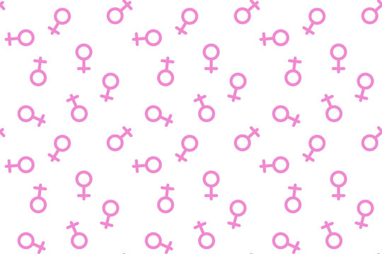 Pink female symbol on white isolated background  Pink "Women" symbol pattern. International women's day background. Minimalistic design for concept Woman sign icon seamless pattern