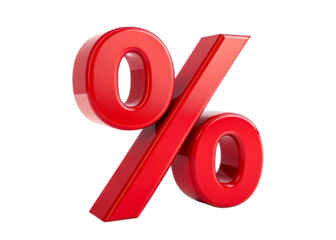 Shiny Red Three Dimensional Percentage Symbol