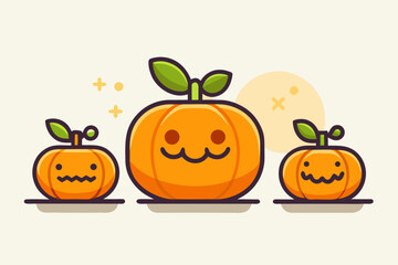 pumpkin cluster three mini pumpkins with carved faces design,