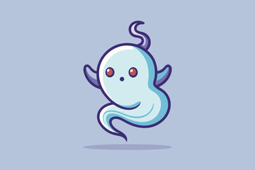 playful ghost with twisted tail floating gently
