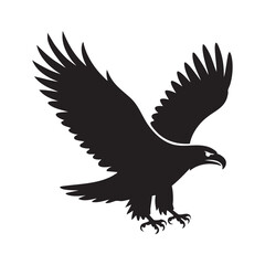 Fierce Eagle Silhouette Vector Black Bird of Prey with Spread Wings and Talons