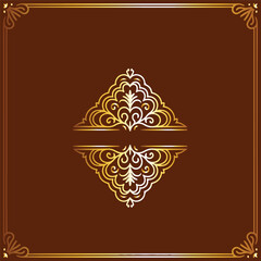 Elegant Golden Decorative Frame on Brown Background | Ornate Vintage Border for Invitations, Certificates, and Design Elements