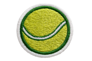 High quality photo of a textured tennis ball emblem isolated on transparent background