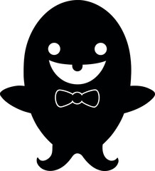 Cute Baby Ghost Wearing Bow Tie, Friendly Halloween Vector Illustration
