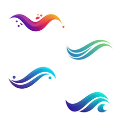 Dynamic abstract wave logos with vibrant gradient colors and modern fluid design elements for branding and graphic projects