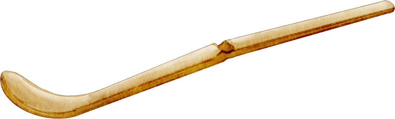 watercolor matcha bamboo spoon