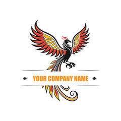 Obraz premium Phoenix Bird Logo Design with Fire Wings and Modern Abstract Style on White Background
