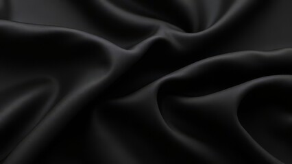 Fototapeta premium Wrinkled Black Silk Fabric Texture Background for Fashion Design
