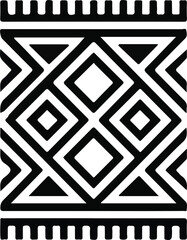 Geometric Tribal Diamond Pattern Background | Black and White Seamless Vector Design for Textile Prints, Wallpaper and Decorative Applications