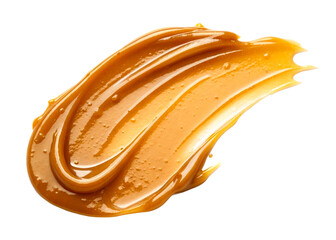 Rich caramel sauce swirl with glossy texture