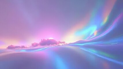 Fototapeta premium Dreamy Abstract Aurora Sky with Pastel Clouds and Iridescent Light