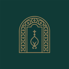 Ornate Archway Window Frame Logo Design | Minimalist Geometric Ornament for Branding, Luxury Goods, or Elegant Decor