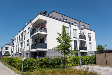 White multifamily residential buildings seen in Germany