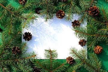 Christmas decor with space for text.	