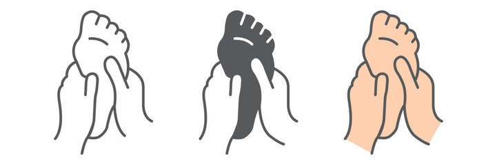 Foot massage icon, medical and healthcare, barefoot care sign, vector graphics, a linear pattern on a white background. editable stroke
