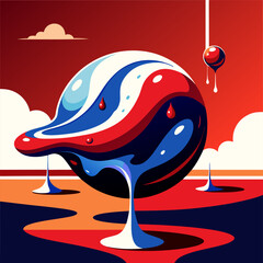Abstract fluid art with vibrant colors and dynamic shapes in surreal landscape.