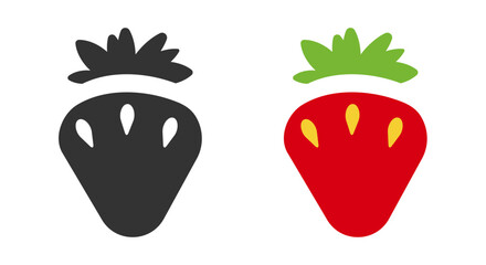 This collection features elegant line icons of strawberries in black and red. These designs can enhance various creative projects, adding a fresh fruit element to digital or print materials.