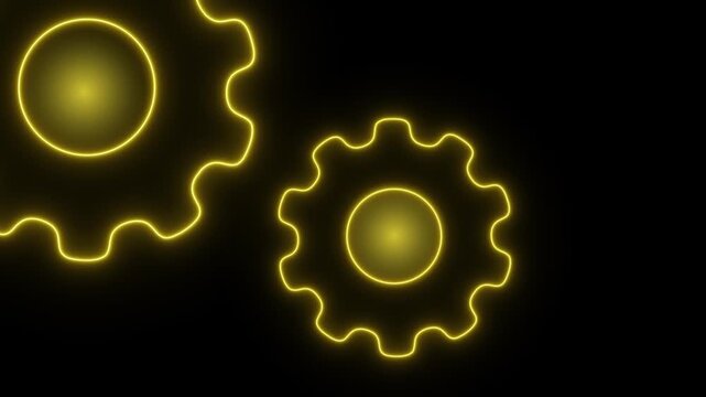 Neon line gear icon rotation background.