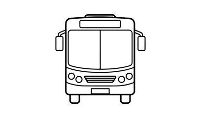 Front view of a simple line art bus illustration on a white background