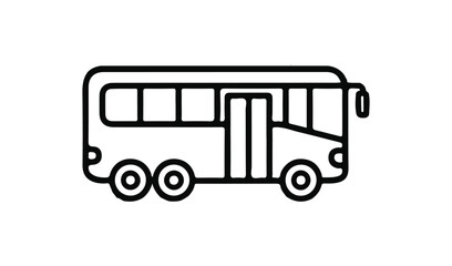 Simple line art icon of a bus on white background