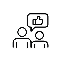 Two people with a thumbs up speech bubble icon