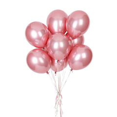 Pink glossy balloons tied with ribbons for celebrations  
