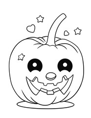 Halloween Magic Cute Jack-o’-Lantern Pumpkin for Toddlers – Vector Coloring Page