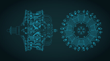 Aircraft radial engine blueprints