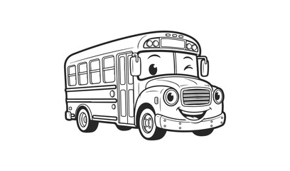 Cartoon school bus isolated on white background illustration