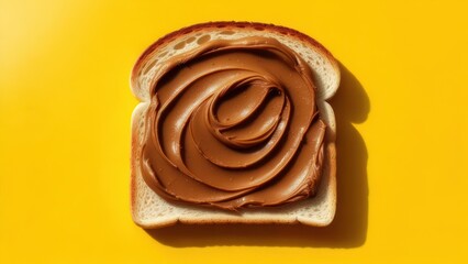 Indulge in delicious creamy chocolate spread artfully swirled on soft white bread, a perfect breakfast treat for any occasion