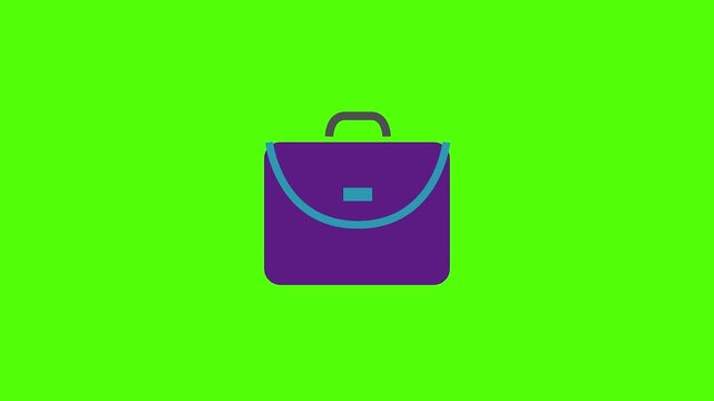 Colorful Animated Business Briefcase on Green Screen Business Icon Portfolio Chroma Key Suitcase Style Graphics