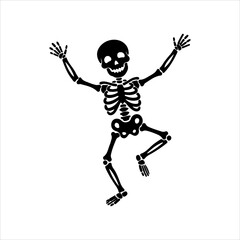 Festive Halloween Skeleton Dancing Silhouette Cheerful and Animated Spooky Season Fun Illustration for Holiday Celebrations Decorations Invitations and Party Designs