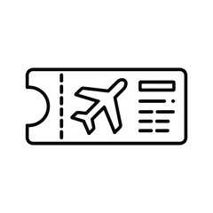 Simple airplane ticket icon with perforated edge