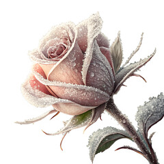 Fototapeta premium Frosted Rosebud with Delicate Textures, Isolated PNG