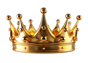 A regal and ornate golden crown adorned with numerous sparkling jewels and intricate detailing against a dark background