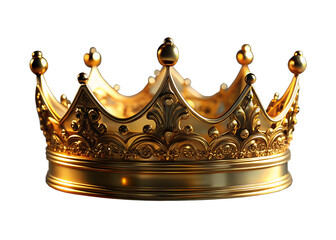 A majestic golden crown adorned with intricate designs on a stark black background