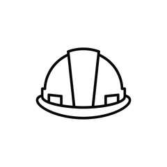 Simple line drawing of a hard hat for construction safety