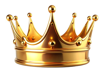 A gleaming golden royal crown with pointed spires and decorative orbs sits majestically against a stark black background