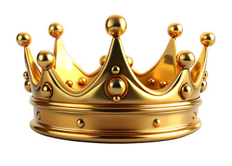 A majestic golden royal crown adorned with spherical ornaments on a dark background