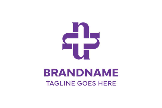 Letters NNNN UUUU NU UN Medical Cross Logo, symbolizing health, care, and professionalism