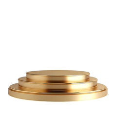 Shiny Golden Podium Display on White Background for Awards Ceremony Presentation