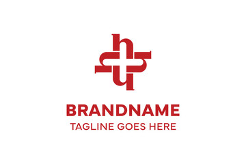 Letters HHHH Medical Cross Logo, symbolizing health, care, and professionalism