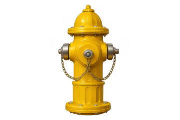 Yellow fire hydrant standing on transparent background providing water access
