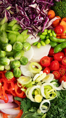 Healthy vegetarian food background. Sliced fresh vegetables.