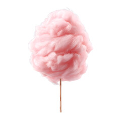 Sweet Pink Cotton Candy on Stick with Transparent Background