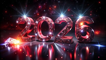 Bright neon light text illustration for a happy new year celebration party design