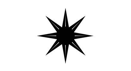 EightPointed Star Silhouette on White Background.