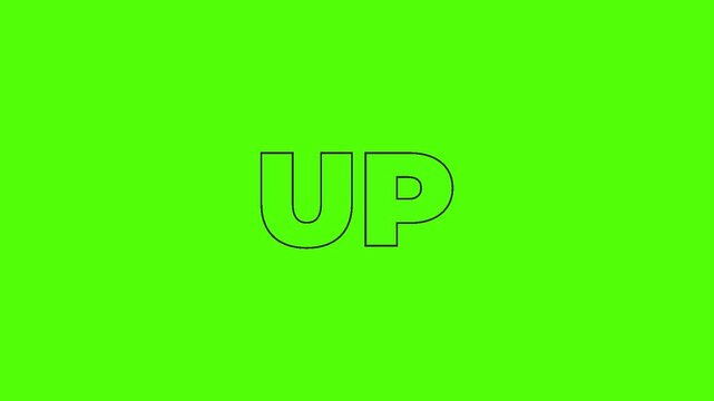 Animation of UP Text Effect Reveal on a Bright Green Screen Background Motion Graphic Design Digital Art Typography
