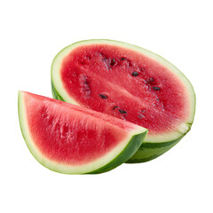Fresh Juicy Watermelon Half with Slice Isolated on White Background